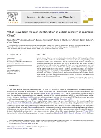 What Is Available for Case Identification in Autism Research in Mainland China?