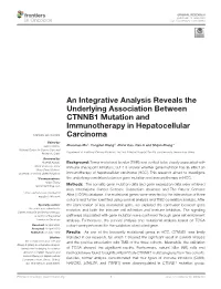 An Integrative Analysis Reveals the Underlying Association Between CTNNB1 Mutation and Immunotherapy in Hepatocellular Carcinoma