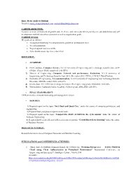Engr. Maria Andleeb Siddiqui Email Id: Maria 13Augi@Hotmail.Com, Mariasiddiqui88@Yahoo.Com
