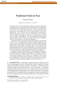 Positional Verbs in Nen