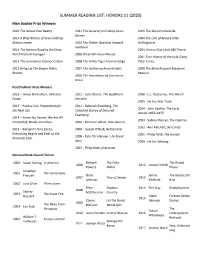SUMMER READING LIST: HONORS 11 (2020) Man Booker Prize Winners