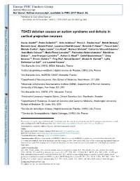 TSHZ3 Deletion Causes an Autism Syndrome and Defects in Cortical Projection Neurons