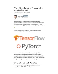 Which Deep Learning Framework Is Growing Fastest? Integrations