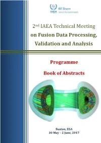2Nd IAEA Technical Meeting on Fusion Data Processing, Validation and Analysis