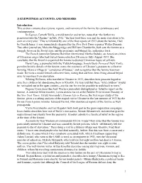 3) EYEWITNESS ACCOUNTS and MEMOIRS Introduction This Section