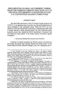 From the Foreign Corrupt Practices Act to the Oecd Anti-Bribery Convention to the U.N