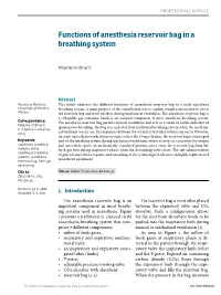 Functions of Anesthesia Reservoir Bag in a Breathing System