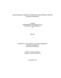Gene Expression Signature of Menstrual Cyclic Phase in Normal Cycling Endometrium