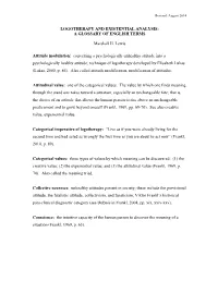 Logotherapy and Existential Analysis: a Glossary of English Terms