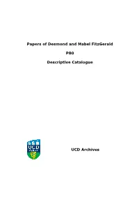 Papers of Desmond and Mabel Fitzgerald P80 Descriptive Catalogue