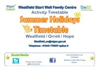 Activity Timetable Westfield / Orrell / Hope