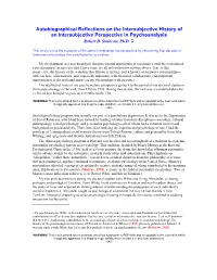 Autobiographical Reflections on the Intersubjective History of an Intersubjective Perspective in Psychoanalysis Robert D