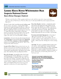 Lower Kern River Whitewater Run Sequoia National Forest Kern River Ranger District
