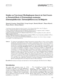 Studies on Non-Target Phyllophagous Insects in Oak Forests As Potential Hosts of Entomophaga Maimaiga (Entomophthorales: Entomophthoraceae) in Bulgaria