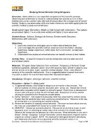 Studying Animal Behavior Using Ethograms Overview