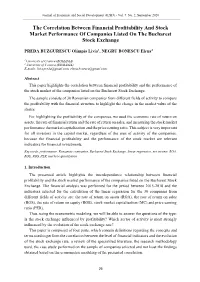 The Correlation Between Financial Profitability and Stock Market Performance of Companies Listed on the Bucharest Stock Exchange