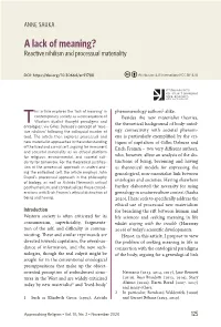 A Lack of Meaning? Reactive Nihilism and Processual Materiality
