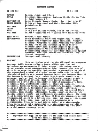 And Others TITLE Bilingual Microcomputer Business Skills Course