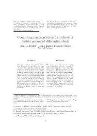 Computing Representations for Radicals of Finitely Generated