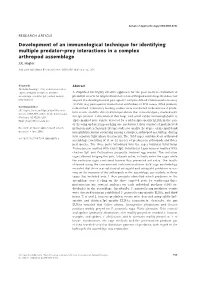 Development of an Immunological Technique for Identifying Multiple Predator–Prey Interactions in a Complex Arthropod Assemblage J.R