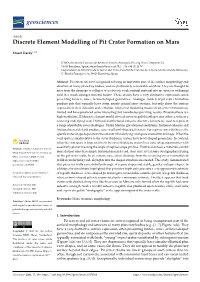 Discrete Element Modelling of Pit Crater Formation on Mars