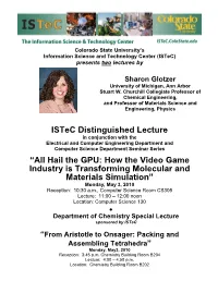 Istec Distinguished Lectures, Colorado State University, Istec