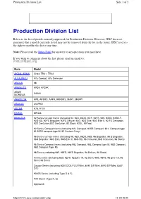 Production Division List Side 1 Af 5