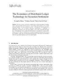 The Economics of Distributed Ledger Technology for Securities Settlement
