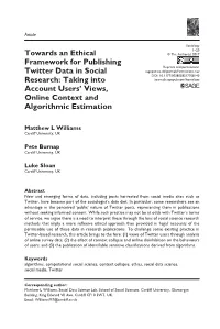 Towards an Ethical Framework for Using Social Media Data in Social Research