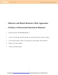 Behaviour and Beliefs Related to Male Aggression
