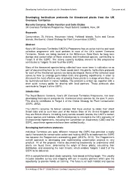 Developing Horticulture Protocols for Threatened Plants from the UK Overseas Territories