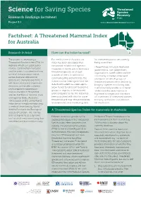 Factsheet: a Threatened Mammal Index for Australia
