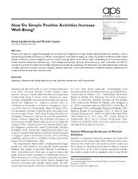 How Do Simple Positive Activities Increase Well-Being?