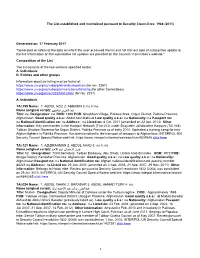The List Established and Maintained Pursuant to Security Council Res. 1988 (2011)