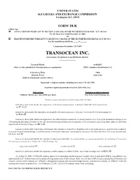 TRANSOCEAN INC. (Exact Name of Registrant As Specified in Its Charter) ______
