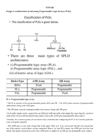 UNIT-III Design of Combinational Circuits Using Programmable Logic Devices (Plds)