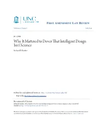 Why It Mattered to Dover That Intelligent Design Isn't Science Richard B