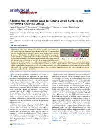 Adaptive Use of Bubble Wrap for Storing Liquid Samples and Performing Analytical Assays † ∇ † ∇ † † David K