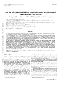 Are the Orbital Poles of Binary Stars in the Solar Neighbourhood