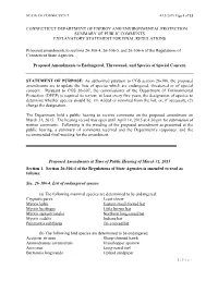Connecticut Department of Energy and Environmental Protection Summary of Public Comments Explanatory Statement for Final Regulations