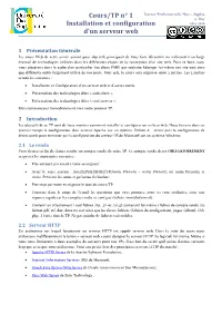 Cours/TP N° 1 Installation Et Configuration D'un Serveur