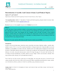 Determination of Ascorbic Acid Content of Some Local Fruits In