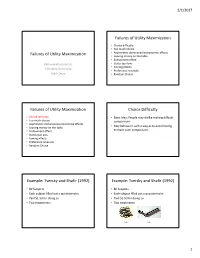 Failures of Utility Maximization Failures Of