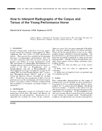 How to Interpret Radiographs of the Carpus and Tarsus of the Young Performance Horse