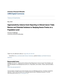 Hypersensitivity Adverse Event Reporting in Clinical Cancer Trials: Barriers and Potential Solutions to Studying Severe Events on a Population Level
