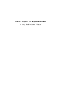 Lexical Categories and Argument Structure a Study with Reference to Sakha
