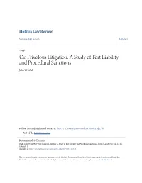 On Frivolous Litigation: a Study of Tort Liability and Procedural Sanctions John W