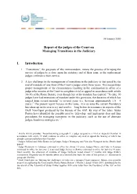 Report of the Judges of the Court on Managing Transitions in the Judiciary