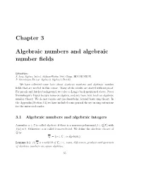 Chapter 3 Algebraic Numbers and Algebraic Number Fields