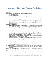 Neurology History and Physical Guidelines